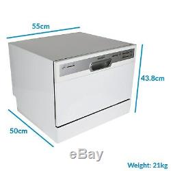 ElectriQ Freestanding Compact Table Top 6 Place Dishwasher White EQDWTTW