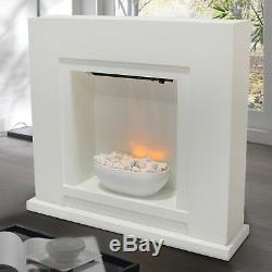 Electric Fireplace Fire Surround Free Standing Flame Effect Lighted Pebbles Bowl