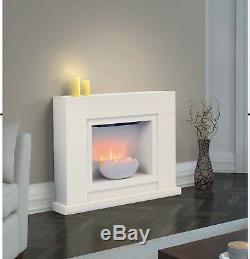 Electric Fireplace Fire Surround Free Standing Flame Effect Lighted Pebbles Bowl