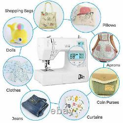 Electric Sewing Machine Overlock 200 Stitches Adjustable Speed Foot Pedal LED UK