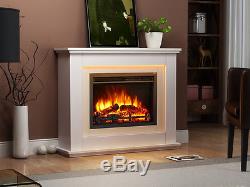 Endeavour Fires Castleton Electric Fireplace in an Off White MDF fire suite