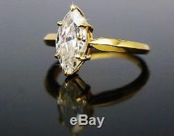 Engagement Proposal Anniversary Ring Marquise Cut Solid Real Gold 14K White