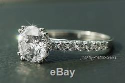 Engagement Ring 2.40 CT Round Cut Solid 14k White Real Gold Anniversary Wedding