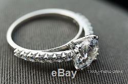 Engagement Ring 2.40 CT Round Cut Solid 14k White Real Gold Anniversary Wedding