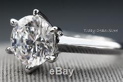 Engagement Ring 3.00 Ct Vvs/d Round Cut Solitaire 14k White Gold Wedding Promise