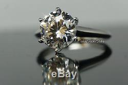 Engagement Ring Round Brilliant Cut Solid 14K Gold White VVS1/D 4.00 CTW Wedding