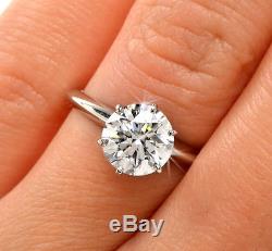 Engagement Ring Round Brilliant Cut Solid 14K Gold White VVS1/D 4.00 CTW Wedding