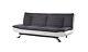 Fabric Sofa Bed 3 Seater With Faux Leather Charcoal Grey & White, Chrome Legs