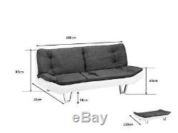 Fabric Sofa bed 3 Seater Egg Grey or Charcoal Fabric SofaBed Faux Leather Base