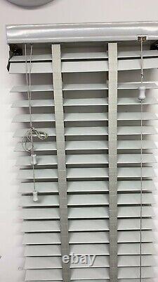 Faux Wood Venetian Blinds Wooden Trimmable Window Blind 50MM Slat Grey and White