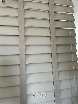 Faux Wood Venetian Blinds Wooden Trimmable Window Blind 50MM Slat Grey and White