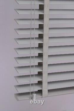 Fauxwood Faux Wood Wooden String Venetian Blinds 50MM Slats Smooth Grey White