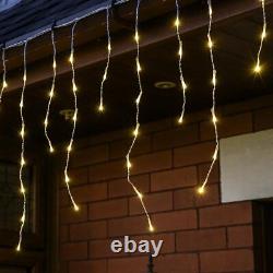 Festive 6m-24m Christmas Icicle Snowing Effect LED Plug In Outdoor Timer Lights