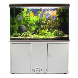 Fish Tank Cabinet Aquarium Tropical Marine Large White 4ft 300 Litre LED Light