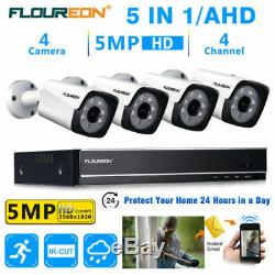 Floureon Cctv 4pcs 5mp Surveillance Ip Camera 4k Uhd Dvr Home Outdoor Poe System