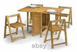 Folding Dining Table and 4 Chairs in Oak Extending Compact Brand New & Boxed