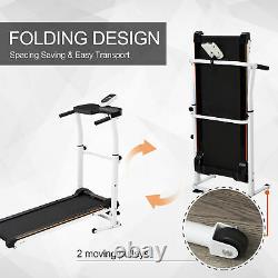 Folding Manual Treadmill Fitness Walking Machine Adjustable Height Black&White