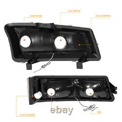For 03-07 Chevy Silverado/Avalanche LED DRL Bumper Headlight/Lamp Black/Smoked