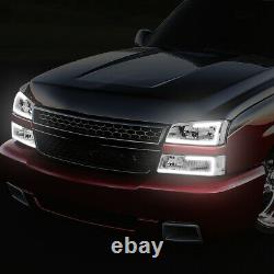 For 03-07 Chevy Silverado Avalanche Led Drl Headlight Bumper Lamps Chrome/clear