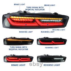 For 2016-18 Chevy Camaro FULL SMOKE LED Tail Light withRED Sequential Turn Signal