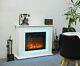 Foxhunter Electric Led Fireplace With Surround -lcd Fire With Remote White Fem01