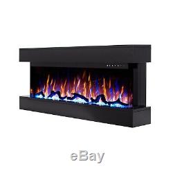 FoxHunter Wall Mounted Floating Electric Fireplace 1600W LED Fire Remote FEM02