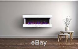FoxHunter Wall Mounted Floating Electric Fireplace 1600W LED Fire Remote FEM02
