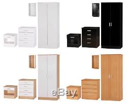 Galaxy Bedroom Furniture Set 3 Piece Wardrobe, Chest Drawers, Bedside