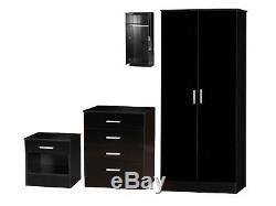 Galaxy Bedroom Furniture Set 3 Piece Wardrobe, Chest Drawers, Bedside
