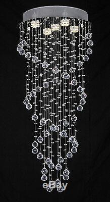 Genuine K9 Crystal Chandelier Spiral Clear Glass Droplet Ceiling Lighting