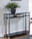 Glass Console Table Clear Or Black Glass Chrome Legs 2 Tier Modern Hall Table