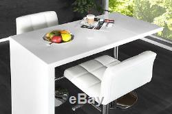 HIGH GLOSS White Breakfast Bar Table Dining Kitchen Stand Steel Modern Furniture