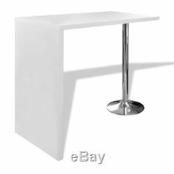 HIGH GLOSS White Breakfast Bar Table Dining Kitchen Stand Steel Modern Furniture