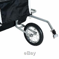 HOMCOM 2 in 1 Child Jogger Stroller Bike Trailer for Kids 2 Seater Black & white