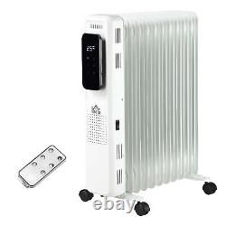 HOMCOM 2720W Oil Filled Radiator Heater with 3 Heat Settings Remote Control White