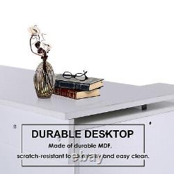 HOMCOM Computer Desk Table Workstation L Shape File Cabinet White Home Office