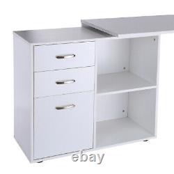 HOMCOM Computer Desk Table Workstation L Shape File Cabinet White Home Office