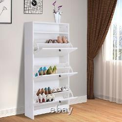 HOMCOM Shoe Storage Cabinet Footwear Organiser Space-saving with 3 Drawers -White