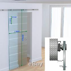 HOMCOM Sliding Barn Door Hardware Track Kit 6.6ft Glass Door Aluminum-alloy
