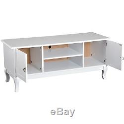 HOMCOM TV Stand Unit Corner Table Modern Eco-friendly MDF Ivory White Home