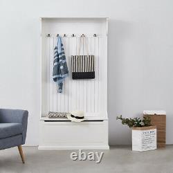 Hallway Wardrobe Coat Rack Storage Unit Bench Entryway Hooks Cabinet Furniture