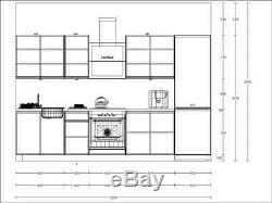 Handleless kitchen units set, complete kitchen, high quality white gloss kitchen