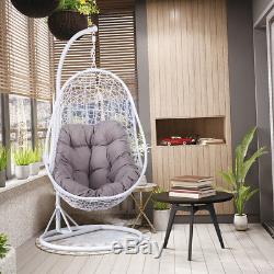 Hanging Rattan Swing Chair With Soft Cushion armrest design Outdoor&Indoor White
