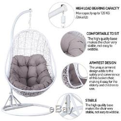 Hanging Rattan Swing Chair With Soft Cushion armrest design Outdoor&Indoor White