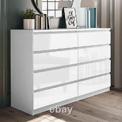 High Gloss Chest Of Drawers Bedside Cabinet Tall Wide Storage Bedroom Furniture