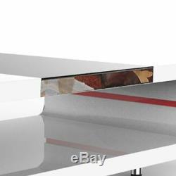 High Gloss White + Black Glass Top Coffee Table Side End Tables Living Room