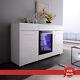 High Gloss White Cabinet Cupboard Rgb Led Sideboard Buffet With 2 Drawer&3 Doors