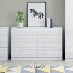 High Gloss White Chest of 6 Drawers. Large Modern Design Bedroom. W120cm x H77cm