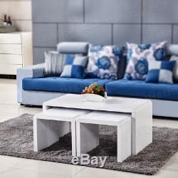High Gloss White Coffee Table Modern Design Nest Of Table Living Room Furniture