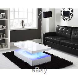 High Gloss White Coffee Table With LED Lighting
